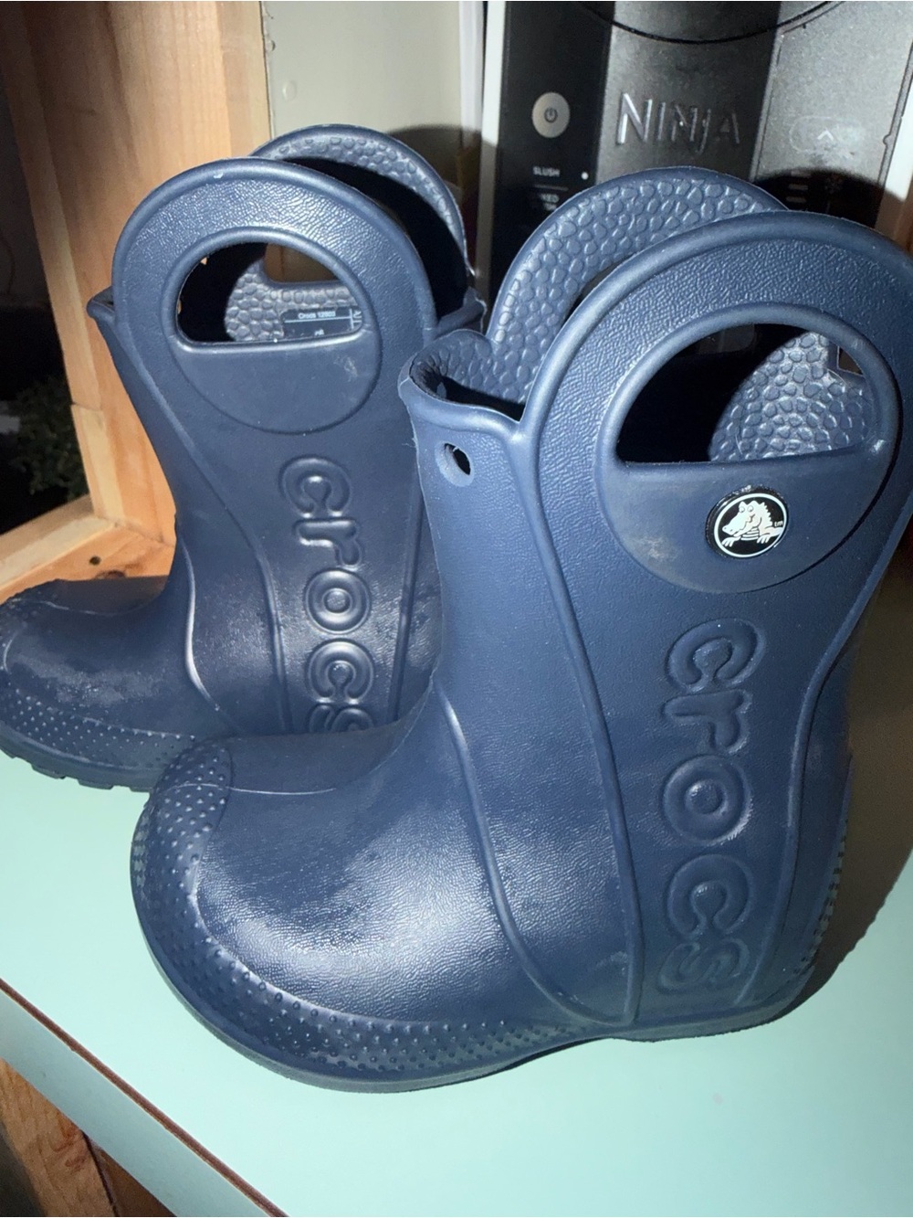 CROCS Kids Navy Rain & Snow Handle Boots